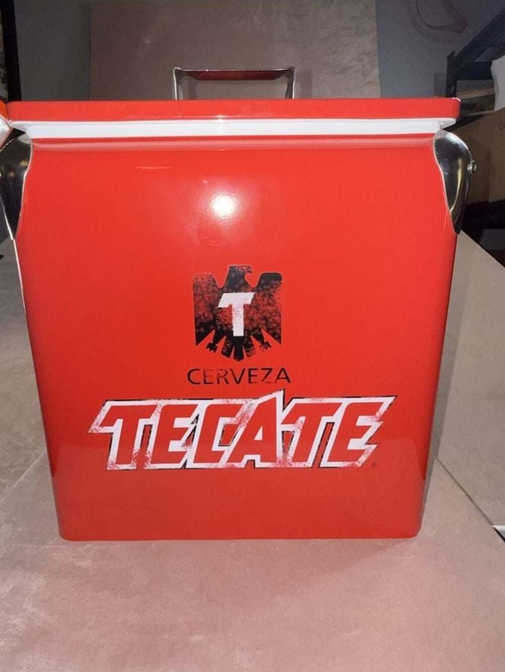 Tecate Cerveza Branded Promotional Metal Cooler with Built-in Bottle Opener